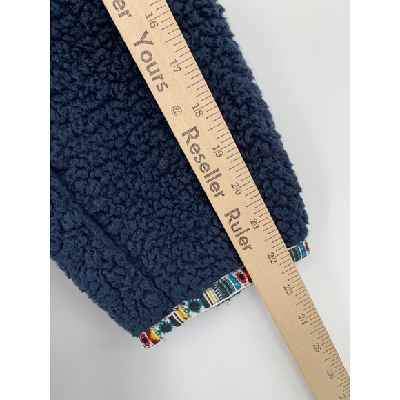 Natural Life Sweater Womens One Size Navy Blue Teddy Fleece Fringe Trim Boho - Picture 5 of 8